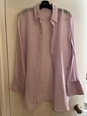 Joseph Lavender Button-Down Silk Shirt